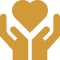 Hands holding a heart symbol.