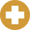 Yellow circle with a black cross.