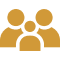 Three orange silhouettes on black background.